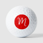 Initiaal Letter Monogram stijlvol rood wit Golfballen (Voorkant)