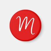 Initiaal Letter Monogram stijlvol rood wit Magneet (Voorkant)