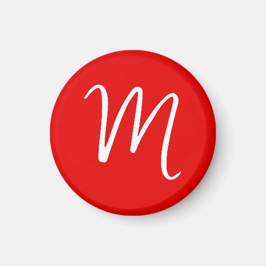 Initiaal Letter Monogram stijlvol rood wit Magneet (Voorkant)