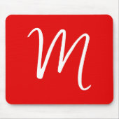 Initiaal Letter Monogram stijlvol rood wit Muismat (Voorkant)
