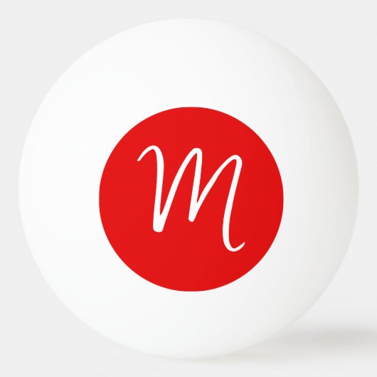 Initiaal Letter Monogram stijlvol rood wit Pingpongbal (Voorkant)
