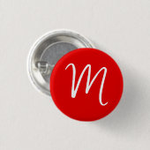 Initiaal Letter Monogram stijlvol rood wit Ronde Button 3,2 Cm (Voorkant /achterkant)