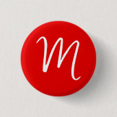 Initiaal Letter Monogram stijlvol rood wit Ronde Button 3,2 Cm (Voorkant)