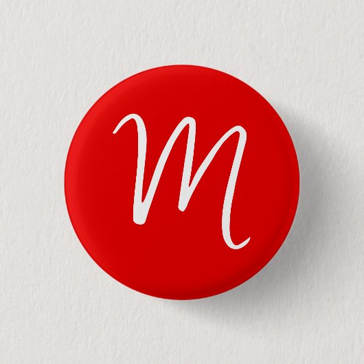 Initiaal Letter Monogram stijlvol rood wit Ronde Button 3,2 Cm (Voorkant)