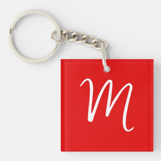 Initiaal Letter Monogram stijlvol rood wit Sleutelhanger (voorkant)