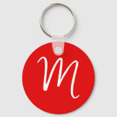 Initiaal Letter Monogram stijlvol rood wit Sleutelhanger (Voorkant)