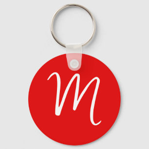 Initiaal Letter Monogram stijlvol rood wit Sleutelhanger
