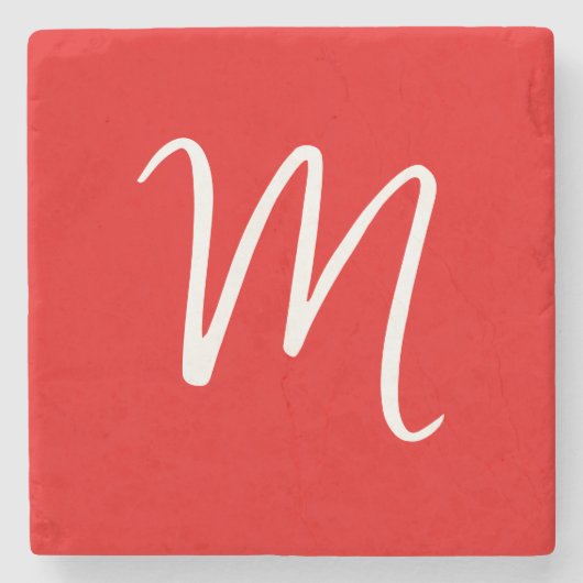 Initiaal Letter Monogram stijlvol rood wit Stenen Onderzetter (Voorkant)