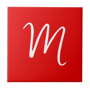 Initiaal Letter Monogram stijlvol rood wit Tegeltje