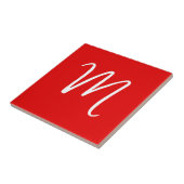 Initiaal Letter Monogram stijlvol rood wit Tegeltje (Zijkant)