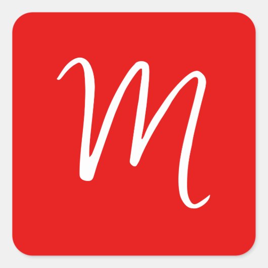 Initiaal Letter Monogram stijlvol rood wit Vierkante Sticker (Voorkant)