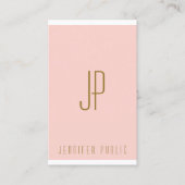 Initiaal Letter Monogram zwart roze goud - Vertica Visitekaartje (Voorkant)