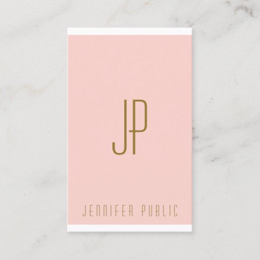 Initiaal Letter Monogram zwart roze goud - Vertica Visitekaartje (Voorkant)