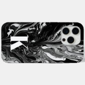 Initiaal Letter Monogram Zwart Wit Inktmarmer Case-Mate iPhone Case (Achterkant (horizontaal))