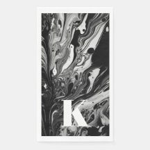 Initiaal Letter Monogram Zwart Wit Inktmarmer