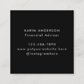 Initiaal Letter Monogram Zwart Wit Inktmarmer Vierkante Visitekaartje (Achterkant)