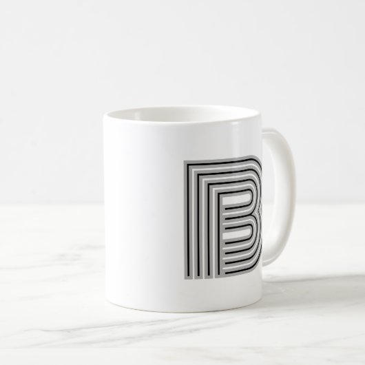 Initiaal Letter Monogram Zwart Wit Modern Stijlvol Koffiemok (Voorkant rechts)