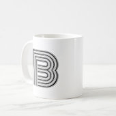 Initiaal Letter Monogram Zwart Wit Modern Stijlvol Koffiemok (Voorkant links)
