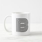 Initiaal Letter Monogram Zwart Wit Modern Stijlvol Koffiemok (Links)