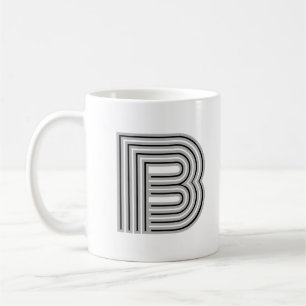 Initiaal Letter Monogram Zwart Wit Modern Stijlvol Koffiemok