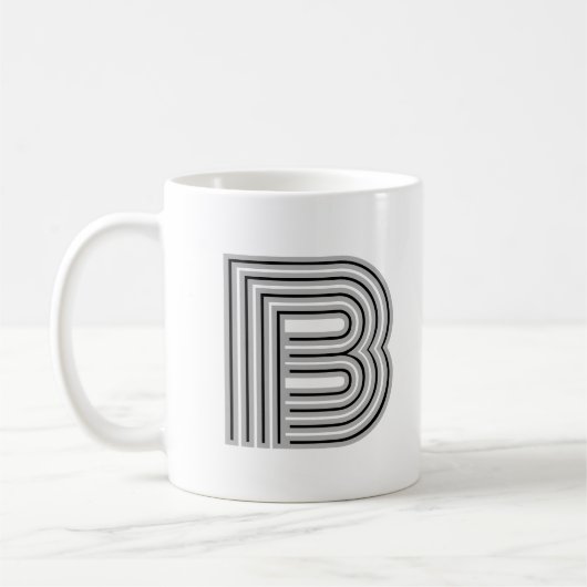 Initiaal Letter Monogram Zwart Wit Modern Stijlvol Koffiemok (Links)