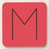 Initiaal Letter Monogramed Modern Minimalist Red Bier Onderzetter (Voorkant)