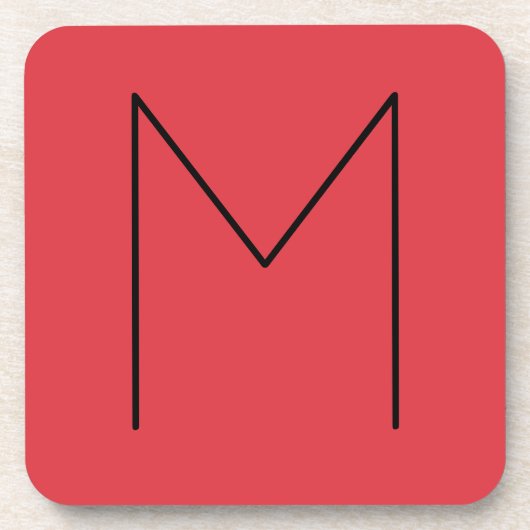 Initiaal Letter Monogramed Modern Minimalist Red Bier Onderzetter (Voorkant)