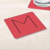 Initiaal Letter Monogramed Modern Minimalist Red Kartonnen Onderzetters (Schuin)