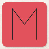 Initiaal Letter Monogramed Modern Minimalist Red Kartonnen Onderzetters (Voorkant)
