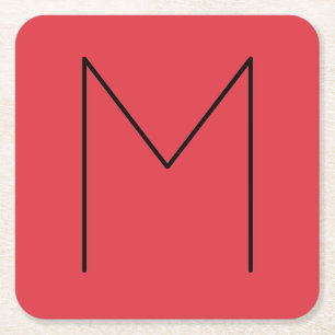 Initiaal Letter Monogramed Modern Minimalist Red Kartonnen Onderzetters