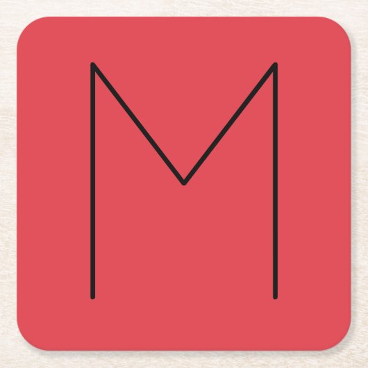 Initiaal Letter Monogramed Modern Minimalist Red Kartonnen Onderzetters (Voorkant)