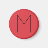 Initiaal Letter Monogramed Modern Minimalist Red Magneet (Voorkant)