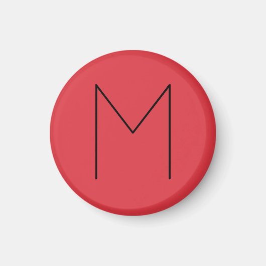 Initiaal Letter Monogramed Modern Minimalist Red Magneet (Voorkant)
