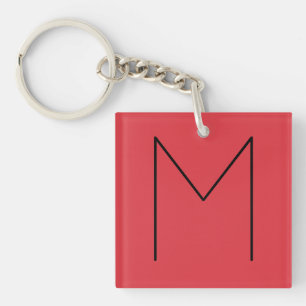 Initiaal Letter Monogramed Modern Minimalist Red Sleutelhanger