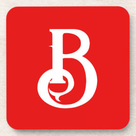 Initiaal Letter Monogramed Red White Classical Bier Onderzetter