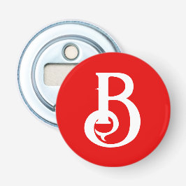 Initiaal Letter Monogramed Red White Classical Button Flesopener