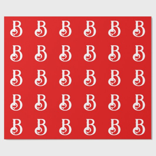 Initiaal Letter Monogramed Red White Classical Cadeaupapier (Vlak)