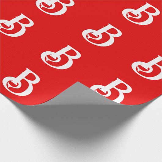 Initiaal Letter Monogramed Red White Classical Cadeaupapier (Hoek)