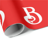 Initiaal Letter Monogramed Red White Classical Cadeaupapier (Rol Hoek)