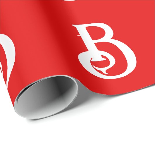 Initiaal Letter Monogramed Red White Classical Cadeaupapier (Rol Hoek)