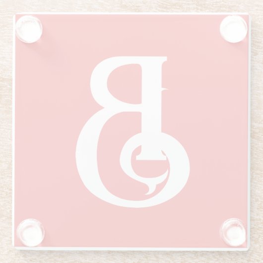 Initiaal Letter Monogramed Red White Classical Glazen Onderzetter (Achterkant)