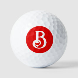 Initiaal Letter Monogramed Red White Classical Golfballen