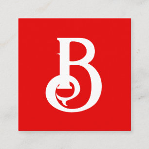 Initiaal Letter Monogramed Red White Classical Informatiekaartje