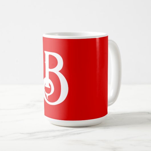 Initiaal Letter Monogramed Red White Classical Koffiemok (Voorkant rechts)