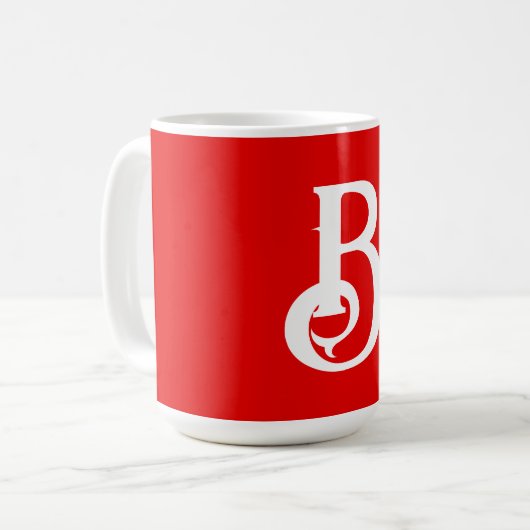 Initiaal Letter Monogramed Red White Classical Koffiemok (Voorkant links)