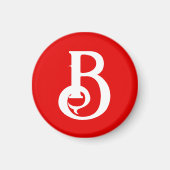 Initiaal Letter Monogramed Red White Classical Magneet (Voorkant)