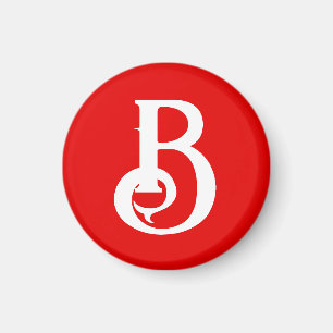Initiaal Letter Monogramed Red White Classical Magneet