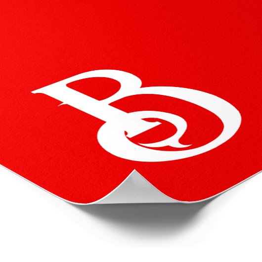 Initiaal Letter Monogramed Red White Classical Poster (Hoek)