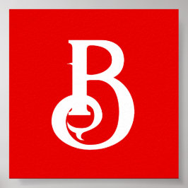 Initiaal Letter Monogramed Red White Classical Poster