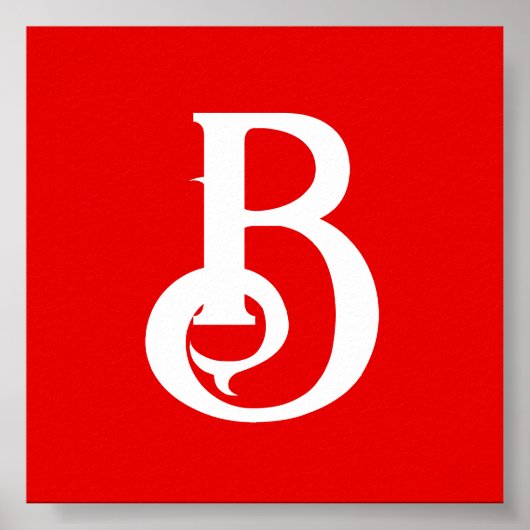 Initiaal Letter Monogramed Red White Classical Poster (Voorkant)